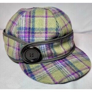 Stormy Kromer Plaid Wool Cap with Button Detail Size 7 1/4 Fold Down Ear Flaps